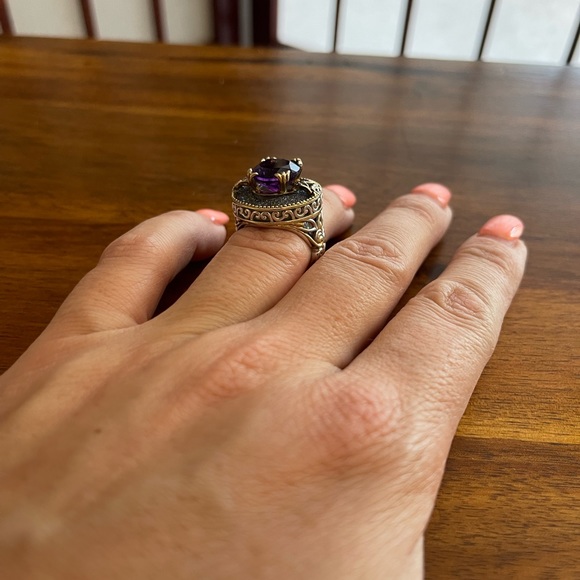 Amethyst white metal ring with multicolor stones - Picture 8 of 8